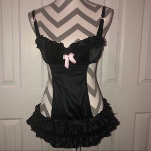 Victoria’s Secret Black Teddy with Pink Bows